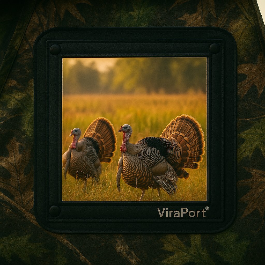 Turkey monitoring through concealed Viraport hunting blind window