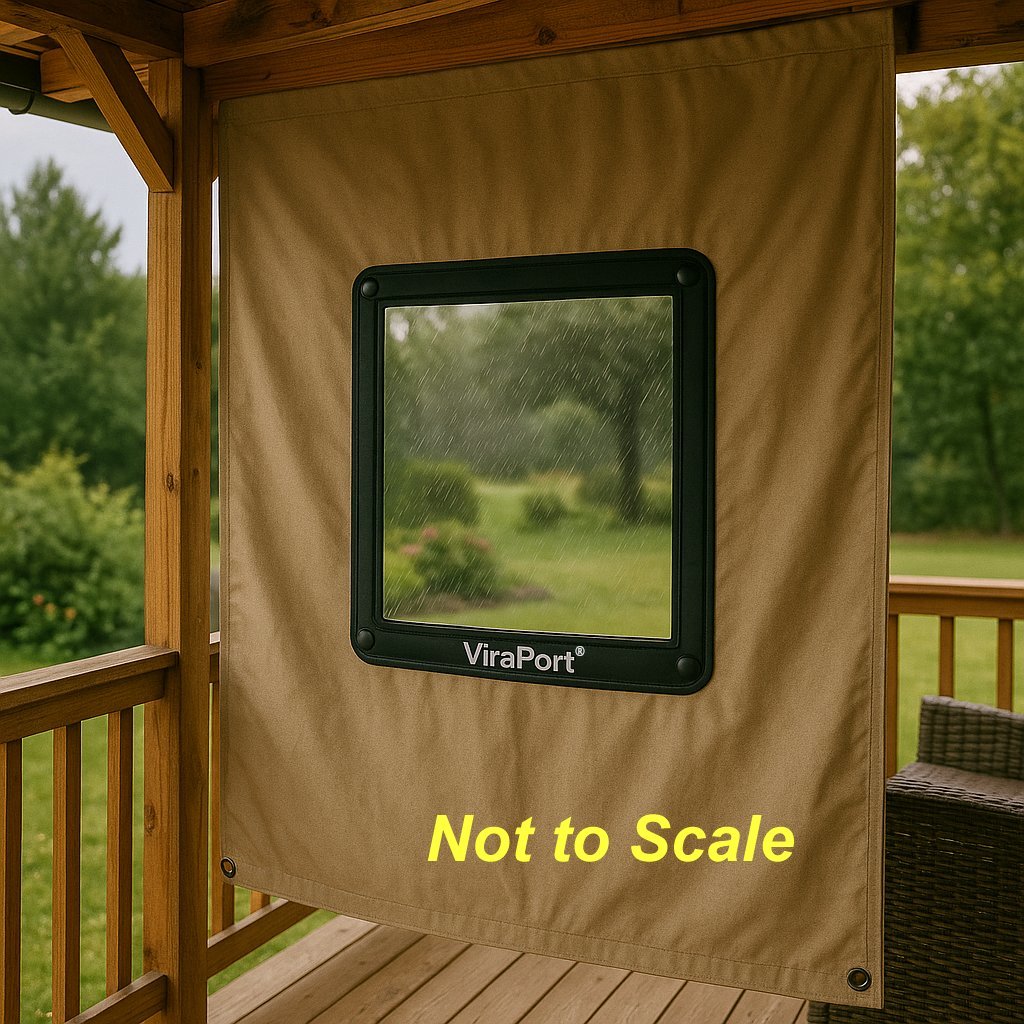 Clear view through storm curtain with Viraport window panel